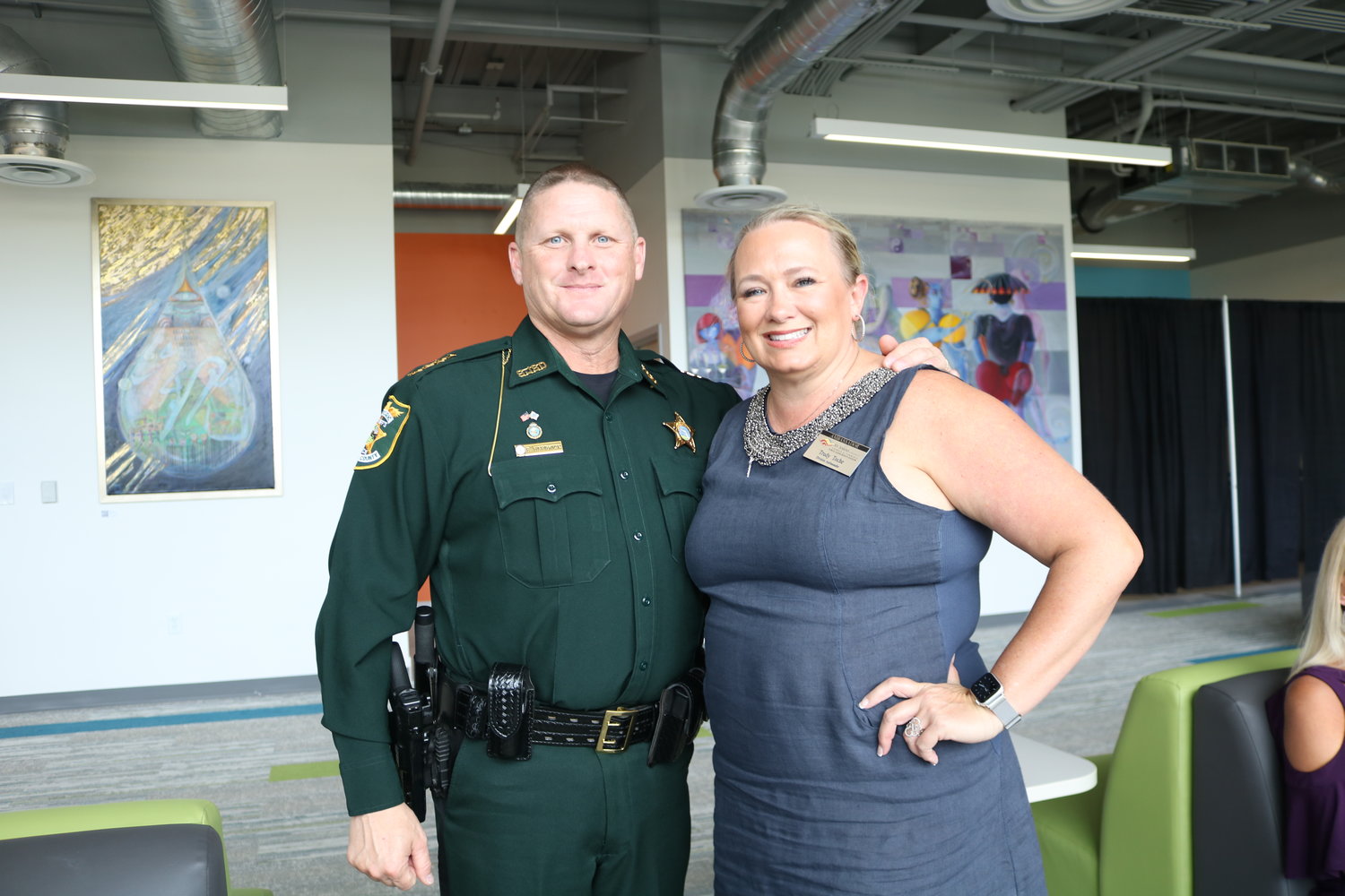 Sheriff Robert Hardwick and Trudy Toche at the Chamber at Noon event on July 14 at the link.